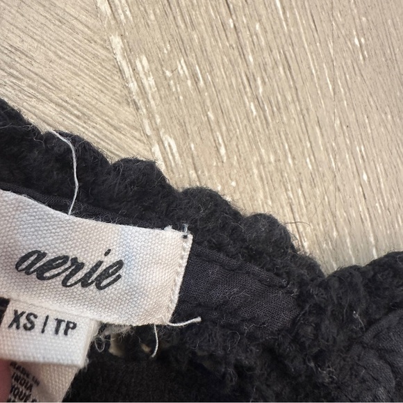 Aerie Black Ribbed Crop Tank Top Crocheted - Picture 5 of 5